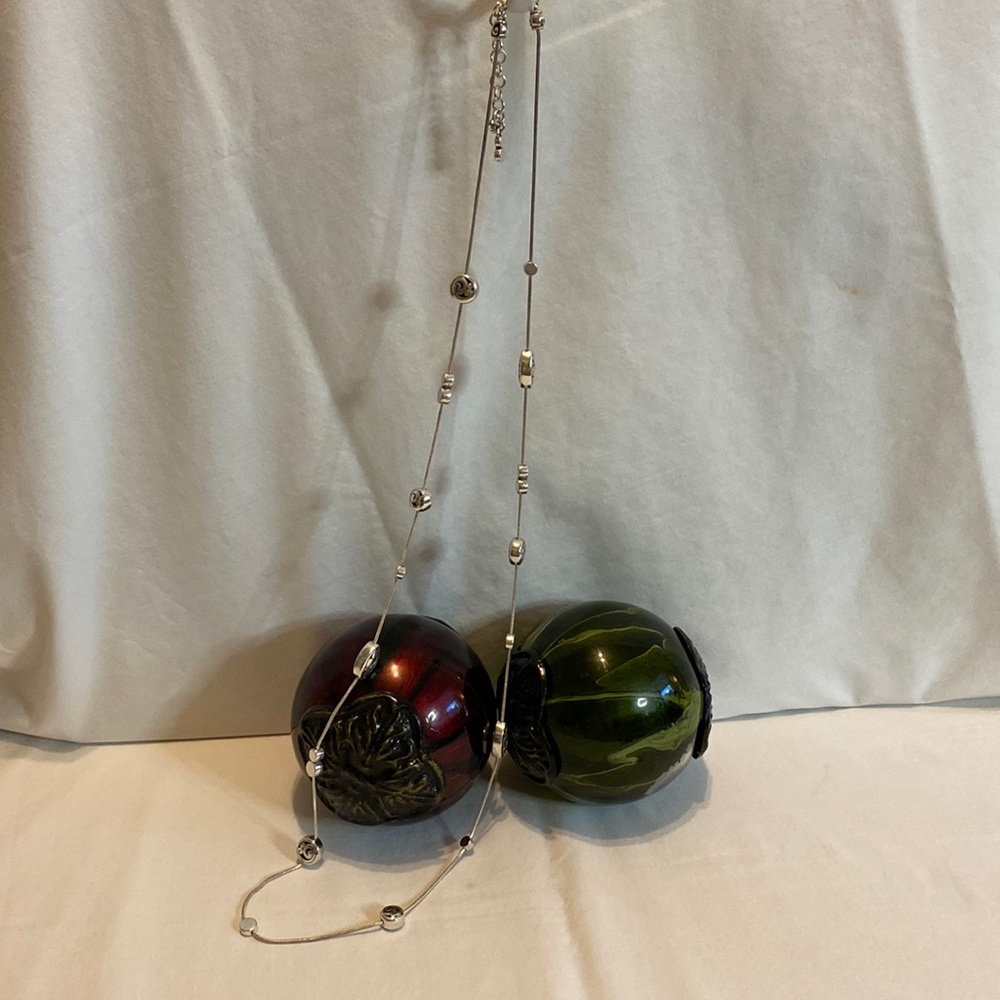 Brighton Contempo Silver plated bead long necklace. 38” with 2” extender